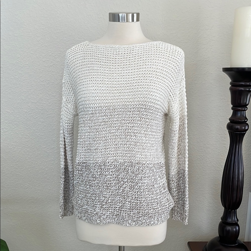 Cream and Tan Women's Sweater